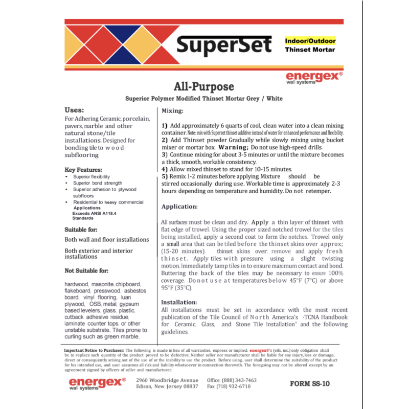 Super Set Superior Polymer Modified Thinset Mortar Grey / White - 0
